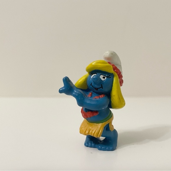 Vtg 1988 Smurfs Hula Smurfette Figure Hawaiian Dancer Smurf Figurine Schleich - Picture 5 of 12